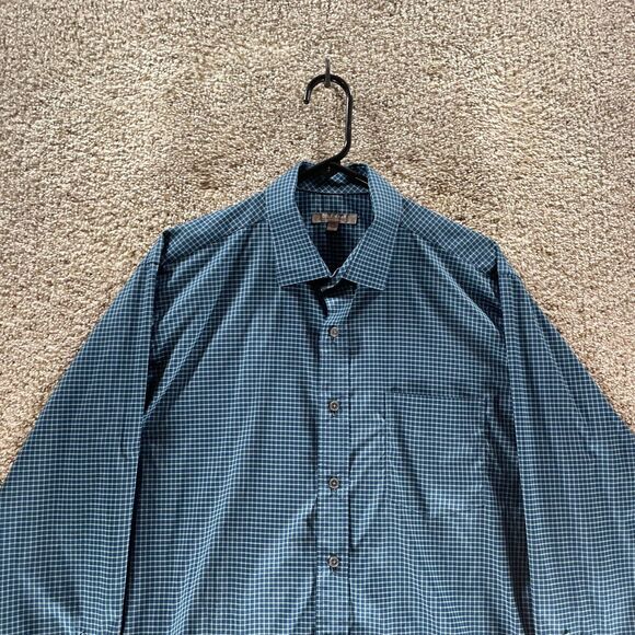 Cole Hann Shirt Mens Large Blue Check Long Sleeve Button Up Grand Series Adult - Picture 3 of 11